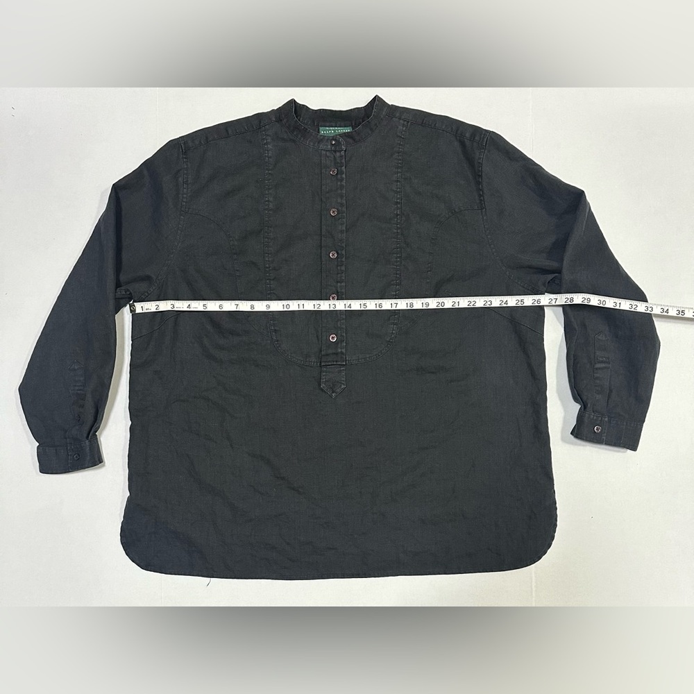 Lauren Ralph Lauren LRL Linen Bib Front Popover Top 20W Long Sleeve Lagenlook - Picture 11 of 14